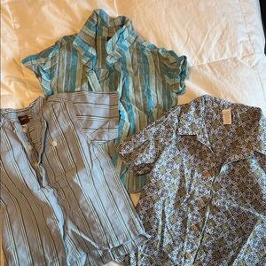 Lot of 3 Tea Collection boys short sleeve button down shirts